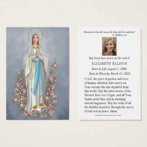 Catholic Lourdes Funeral Memorial Prayer Card