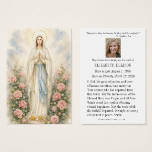 Catholic Lourdes Funeral Memorial Prayer Card