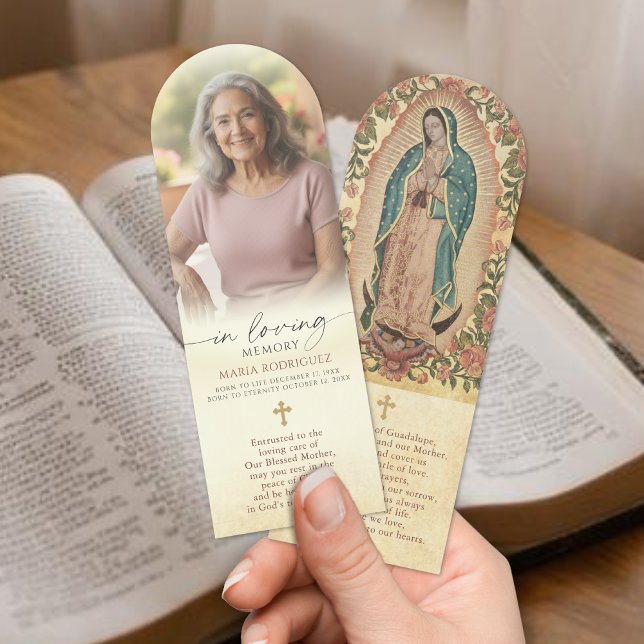 Catholic Loving Memory Photo Guadalupe Memorial Bookmarks (Creator Uploaded)