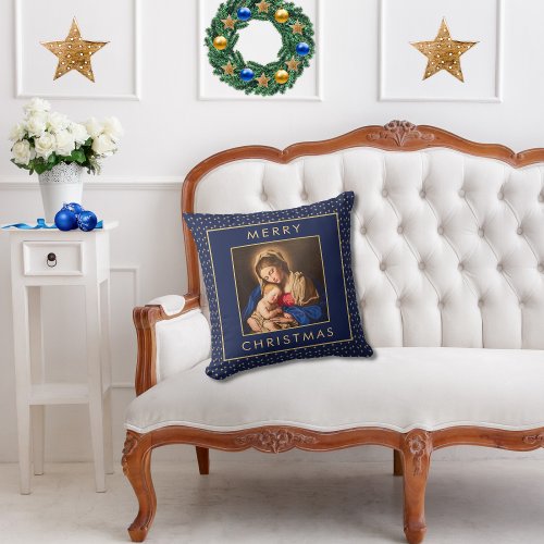 Catholic Madonna  Child Religious Christmas Gift Throw Pillow