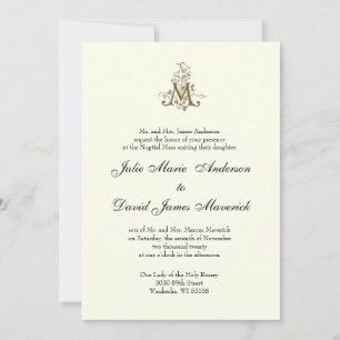 Catholic Marian Cross Religious Wedding Invitation