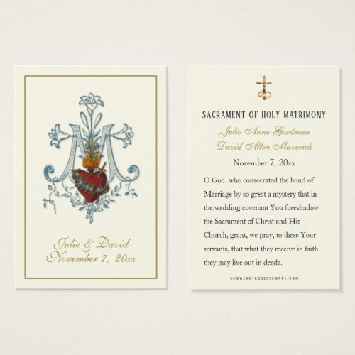 Catholic Marian Cross Wedding Favor Card 