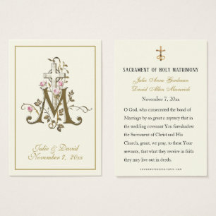 Catholic Marian Cross Wedding Favor Card