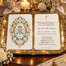 Catholic Marian Monogram Angel Baby Memorial Praye