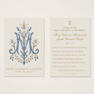 Catholic Marian Monogram Wedding Prayer Cards