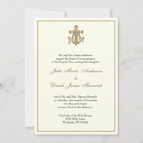 Catholic Marian Wedding Reception Combo Invitation