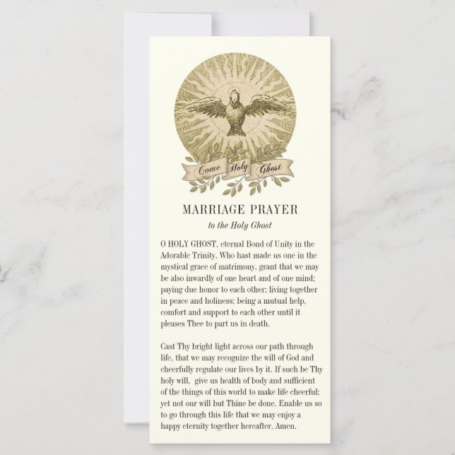 Catholic Marriage Prayer to the Holy Ghost (Front)
