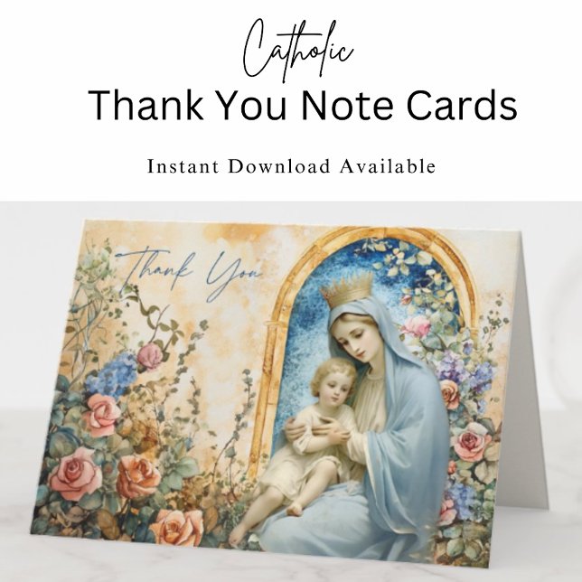 Catholic Mary and Jesus Floral  Card (Creator Uploaded)