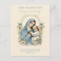 Catholic Mary and Jesus Floral Scripture