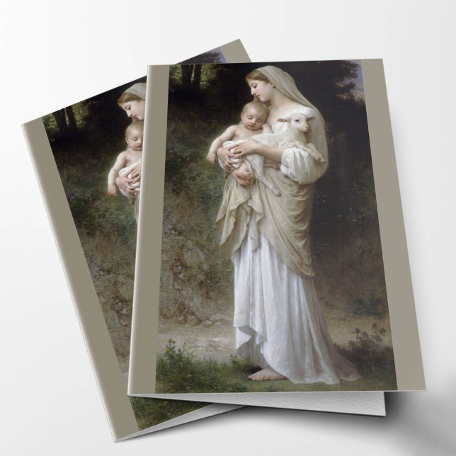 Catholic Mary & baby Jesus Funeral Thank You Card (L'Innocence Virgin Mary Condolence Sympathy Bereavement Funeral Thank You Card)
