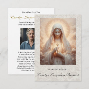 Catholic Mary Funeral Memorial Prayer Card