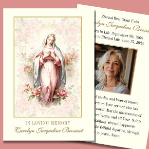 Catholic Mary Funeral Memorial Prayer Card
