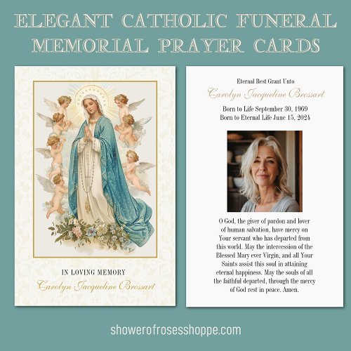 Catholic Mary Funeral Memorial Prayer Card