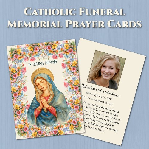 Catholic Mary Funeral Memorial Prayer Card