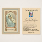Catholic Mary Funeral Memorial Prayer Holy Card (Front & Back)