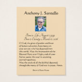 Catholic Mary Funeral Memorial Prayer Holy Card (Back)