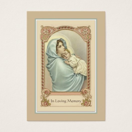 Catholic Mary Funeral Memorial Prayer Holy Card (Front)