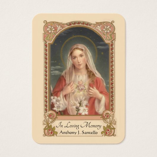 Catholic Mary Funeral Memorial Prayer Holy Card (Front)