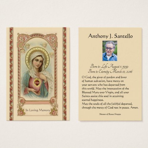 Catholic Mary Funeral Memorial Prayer Holy Card