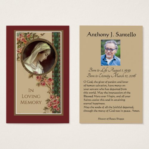 Catholic Mary Funeral Memorial Prayer Holy Card