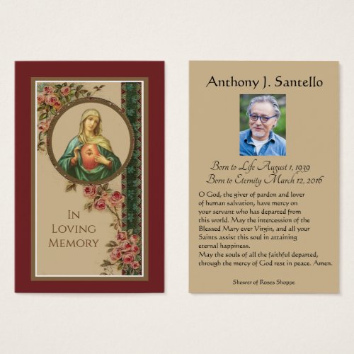 Catholic Mary Funeral Memorial Prayer Holy Card