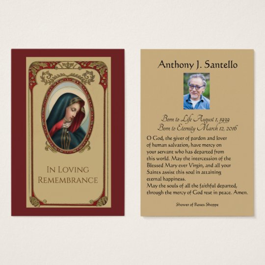 Catholic Mary Funeral Memorial Prayer Holy Card | Zazzle.com