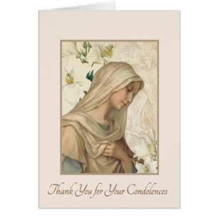 Catholic Mary Funeral Sympathy Holy Card Thank You