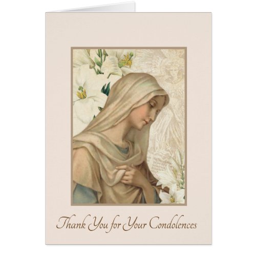 Catholic Mary Funeral Sympathy Holy Card Thank You