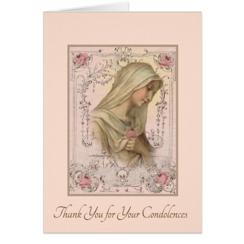 Catholic Mary Funeral Sympathy Holy Card Thank You