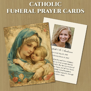 Catholic Mary Jesus Funeral Memorial Prayer Card