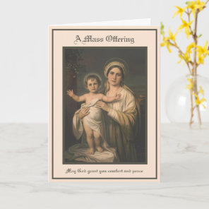 Catholic  Mary Jesus Sympathy Mass Offering Card