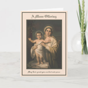 Catholic  Mary Jesus Sympathy Mass Offering Card
