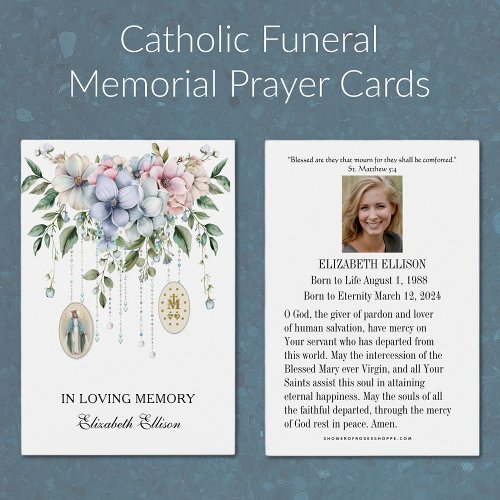 Catholic Mary Memorare Prayer Funeral Prayer Card