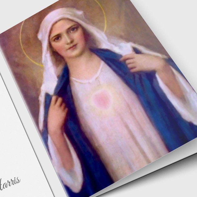 Catholic Mary Religious Funeral thank You Card (Mother Mary Memorial Sympathy Funeral Thank You Cards)