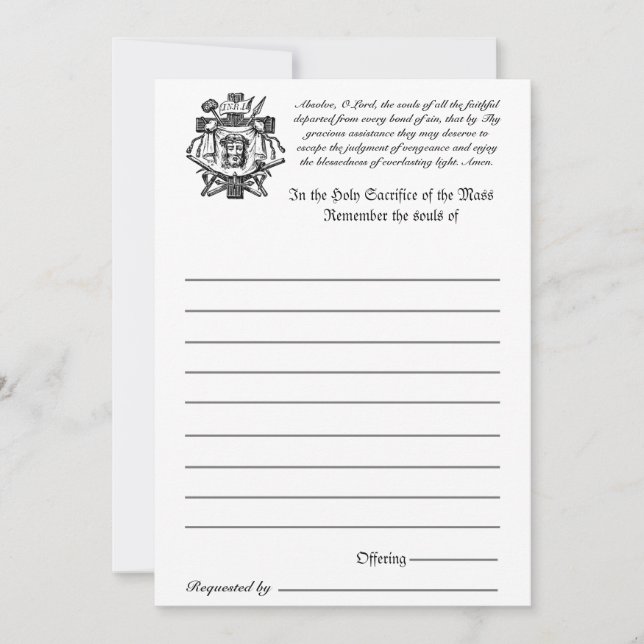 Catholic Mass All Souls Remembrance of the Dead (Front)