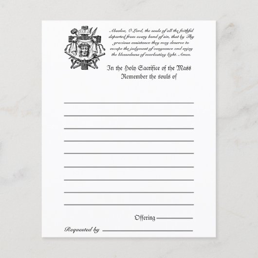 Catholic Mass All Souls Remembrance of the Dead (Front)