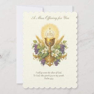 Catholic Mass Offering Chalice Floral Design Note Card