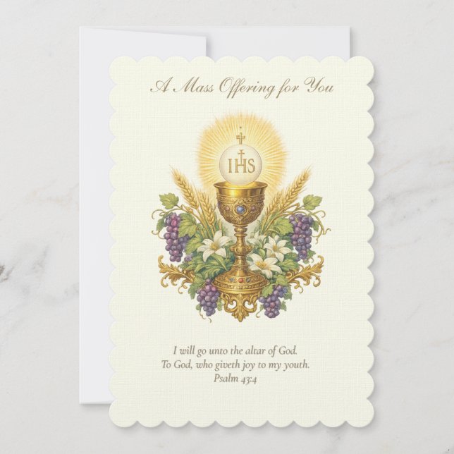 Catholic Mass Offering Chalice Floral Design Note Card (Front)