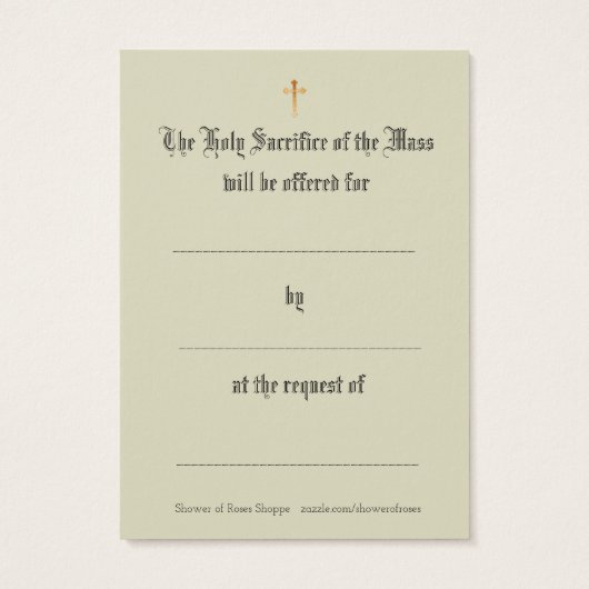 Catholic Mass Offering Cross Lily Holy Cards (Back)