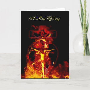 Catholic Mass Offering Jesus Crucifix Holy Trinity Letterpress Thank You Card