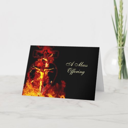 Catholic Mass Offering Jesus Crucifix Holy Trinity Thank You Card