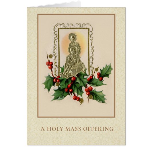 Catholic Mass Offering Jesus Mary Joseph New Year Cards (Front)