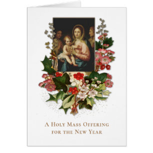 Catholic Mass Offering Jesus Mary New Year Cards