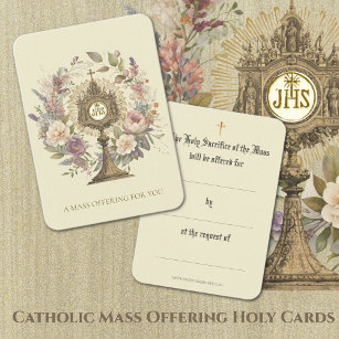Catholic Mass Offering  Monstrance Floral  Business Card
