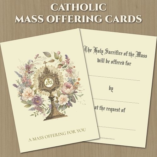Catholic Mass Offering  Monstrance Floral  Note Card