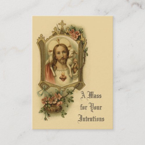 Catholic Mass Offering Sacred Heart Jesus Holy Business Card