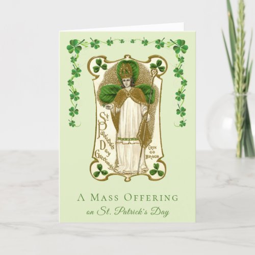 Catholic Mass Offering St Patricks Day Shamrocks Card