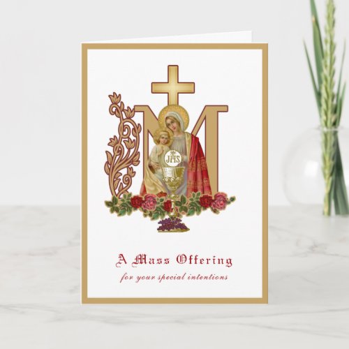 Catholic Mass Offering Virgin Mary Jesus Card