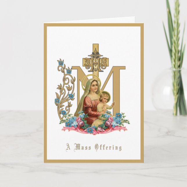 Catholic Mass Offering Virgin Mary Jesus Card (Front)