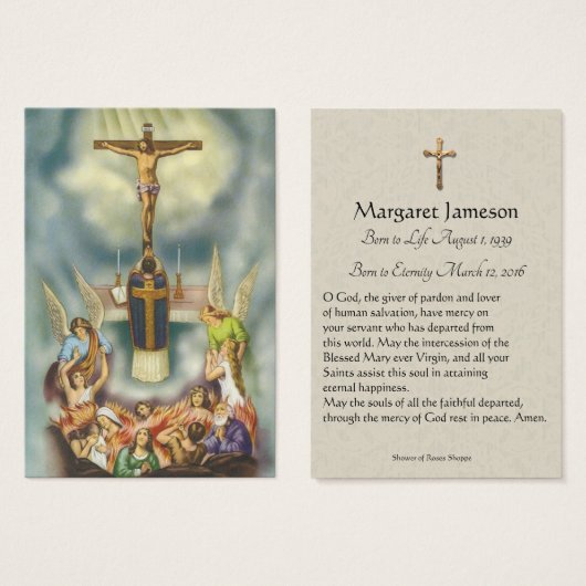 Catholic Mass Sympathy Condolence Holy Card (Front & Back)